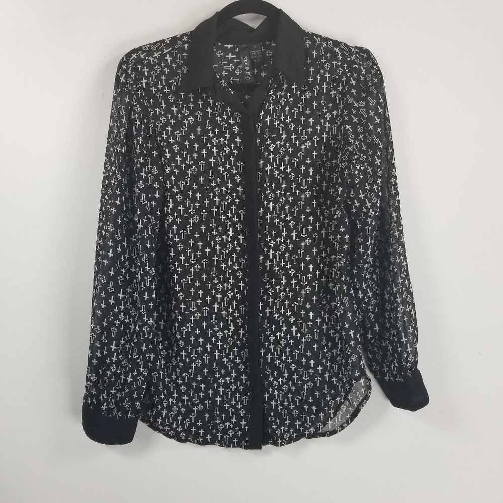 Fun and flirt longsleeve chiffon cross blouse M